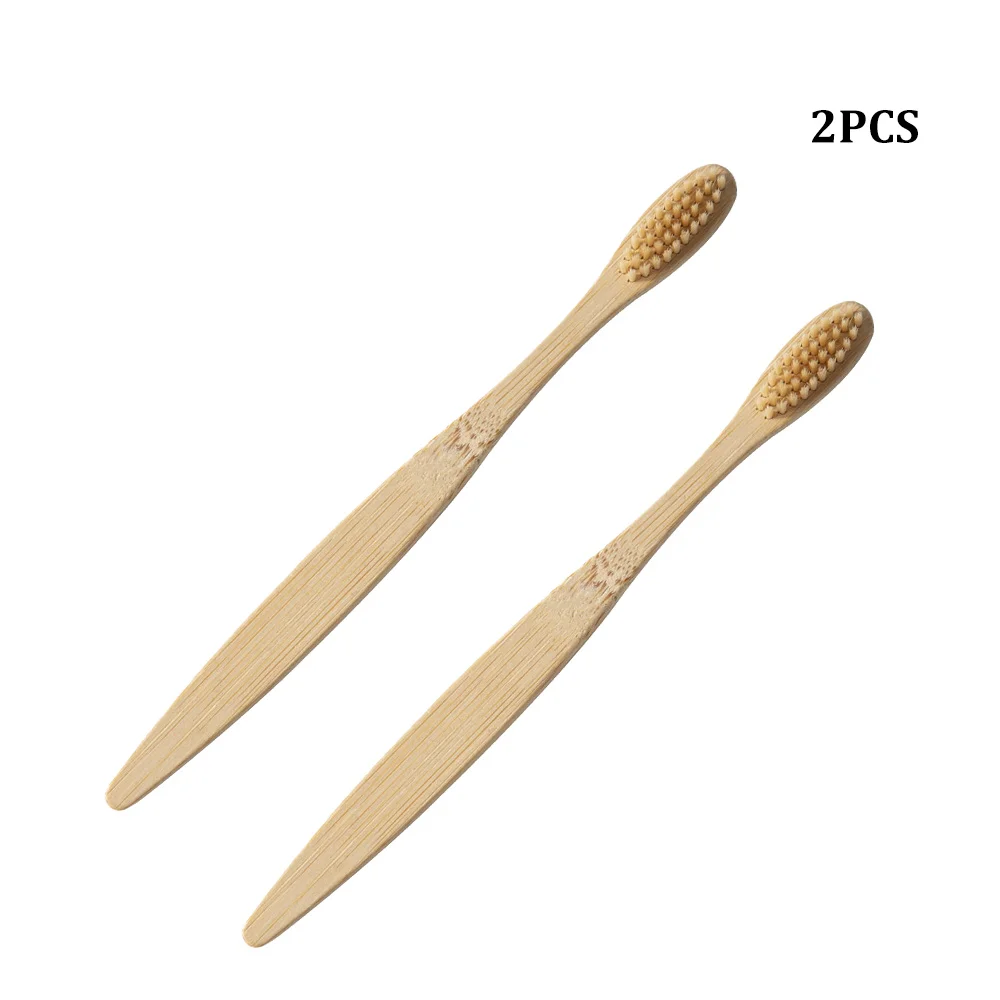 2pcs beige 1 шт. экологическая зубная щетка с бамбуковым углем для здоровья полости рта, мягкая щетина, деревянная ручка, зубная щетка, отбеливающая Радужная зубная щетка - Цвет: 2pcs beige