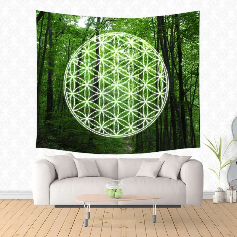 Настенный Коврик с цветами жизни подвесная Гобеленовая кровать коврик для йоги