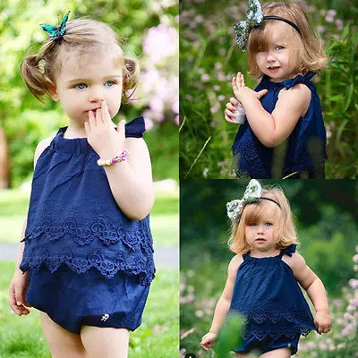 Платье комбинезон без рукавов и повязка на голову для маленьких девочек|romper