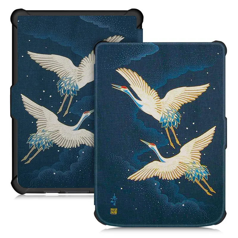 Flying Crane Умный чехол BOZHUORUI для Pocketbook 616 627 632 электронных книг, Touch Lux 4/Basic Lux 2/Touch HD 3, мягкий чехол из ТПУ с функцией автоматического сна/пробуждения - Цвет: Flying Crane