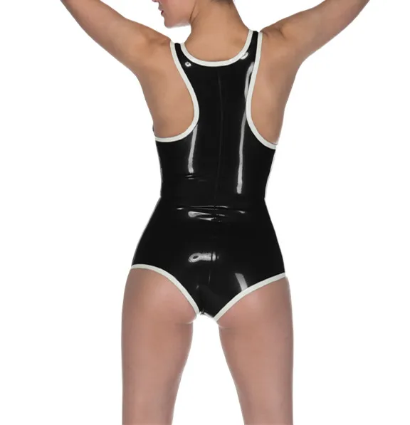 

Latex Leotard Sexy Black Latex Swimsuit For Girl Latex Tank Suit