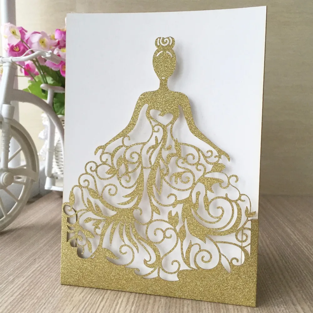 

50pcs 2019 New Wedding Invitation Cards Party Decoration Blessing Card Glitter Rose Gold Pink Card for 15th Girl Birthday Card