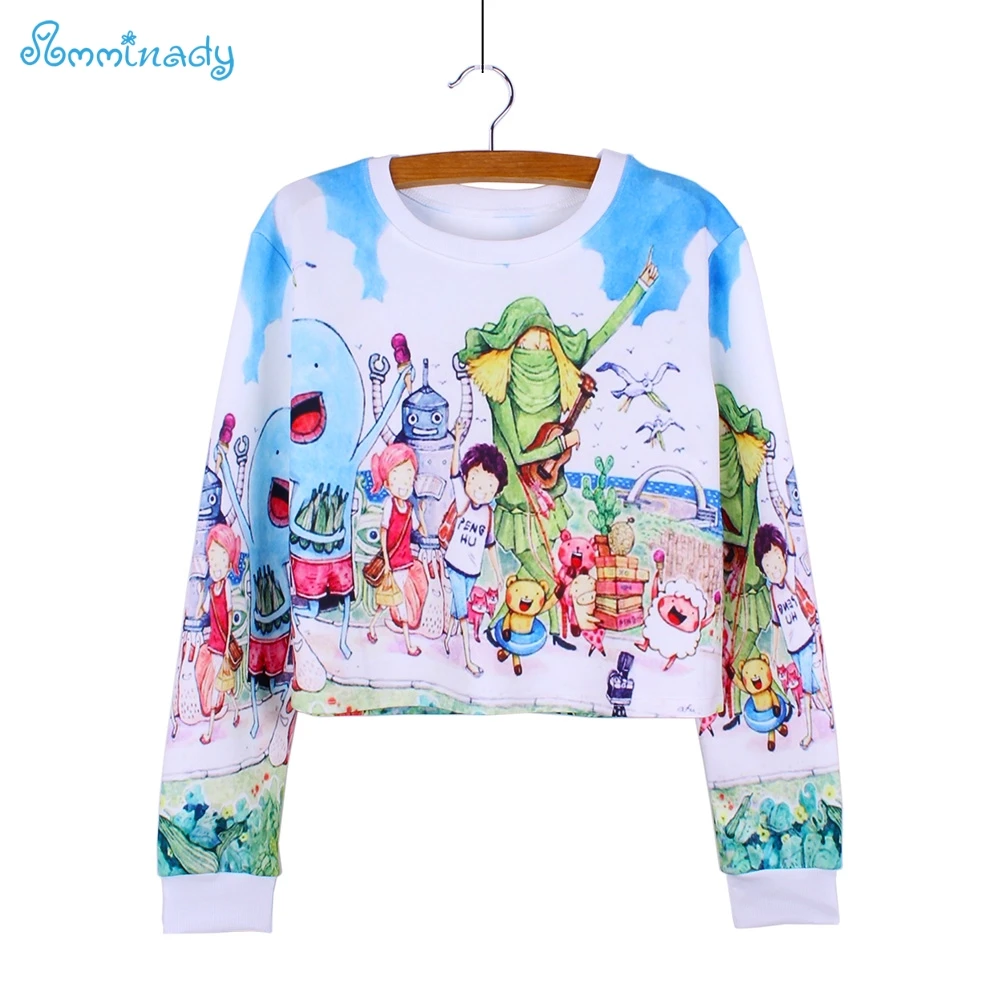 Женский Укороченный свитшот с принтом в стиле Харадзюку|sweatshirt female|crop sweatshirtfashion