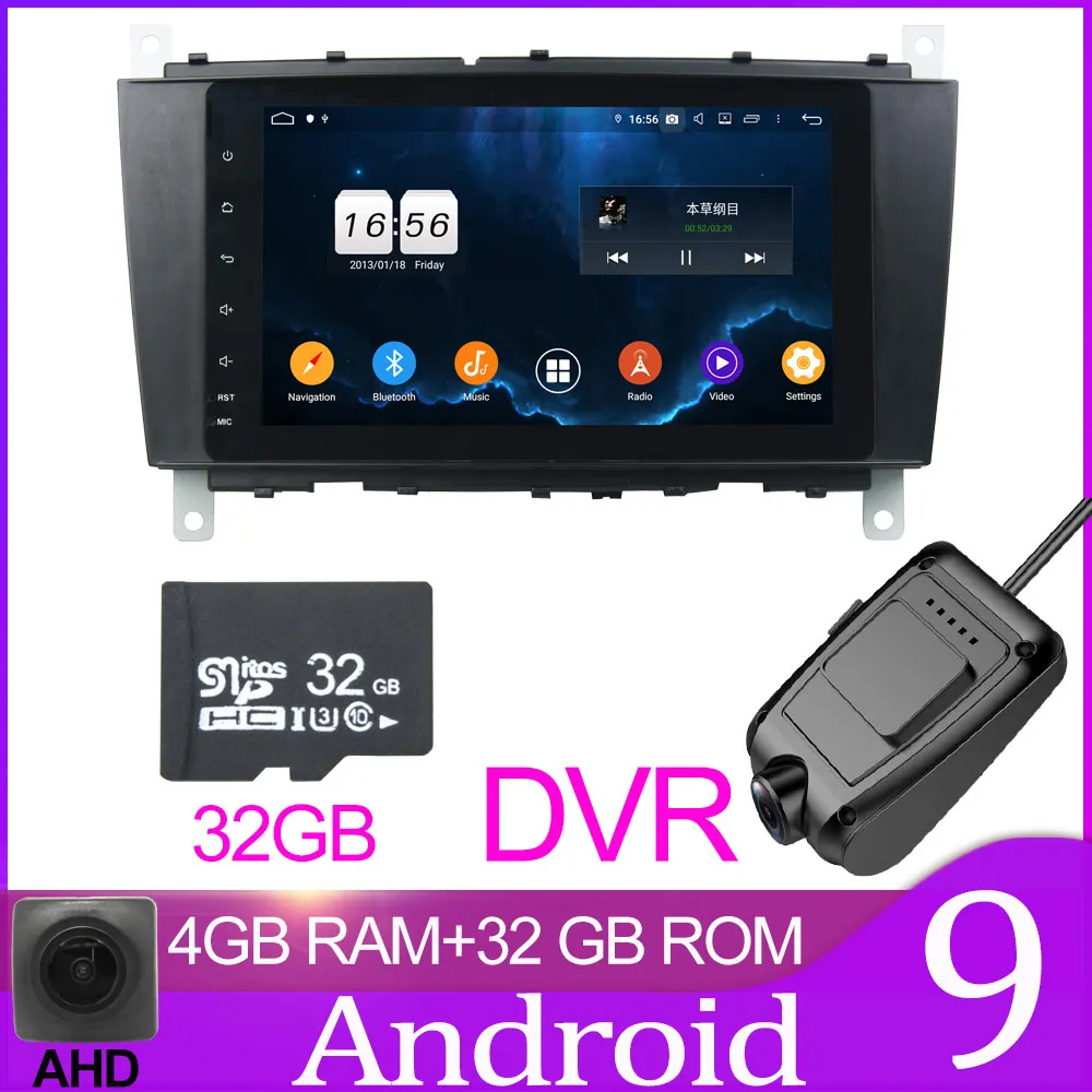 32GB With DVR Owtosin 2 Din Android 9,0 автомобильный радиоприемник для Mercedes Benz C-Class W203 C180 C200 C220 C230 C240 C250 C270 C280 автомобильный gps навигация - Цвет: 32GB With DVR