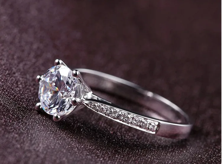 Женское Обручальное кольцо с фианитом 1ct из серебра 925 пробы | Украшения и