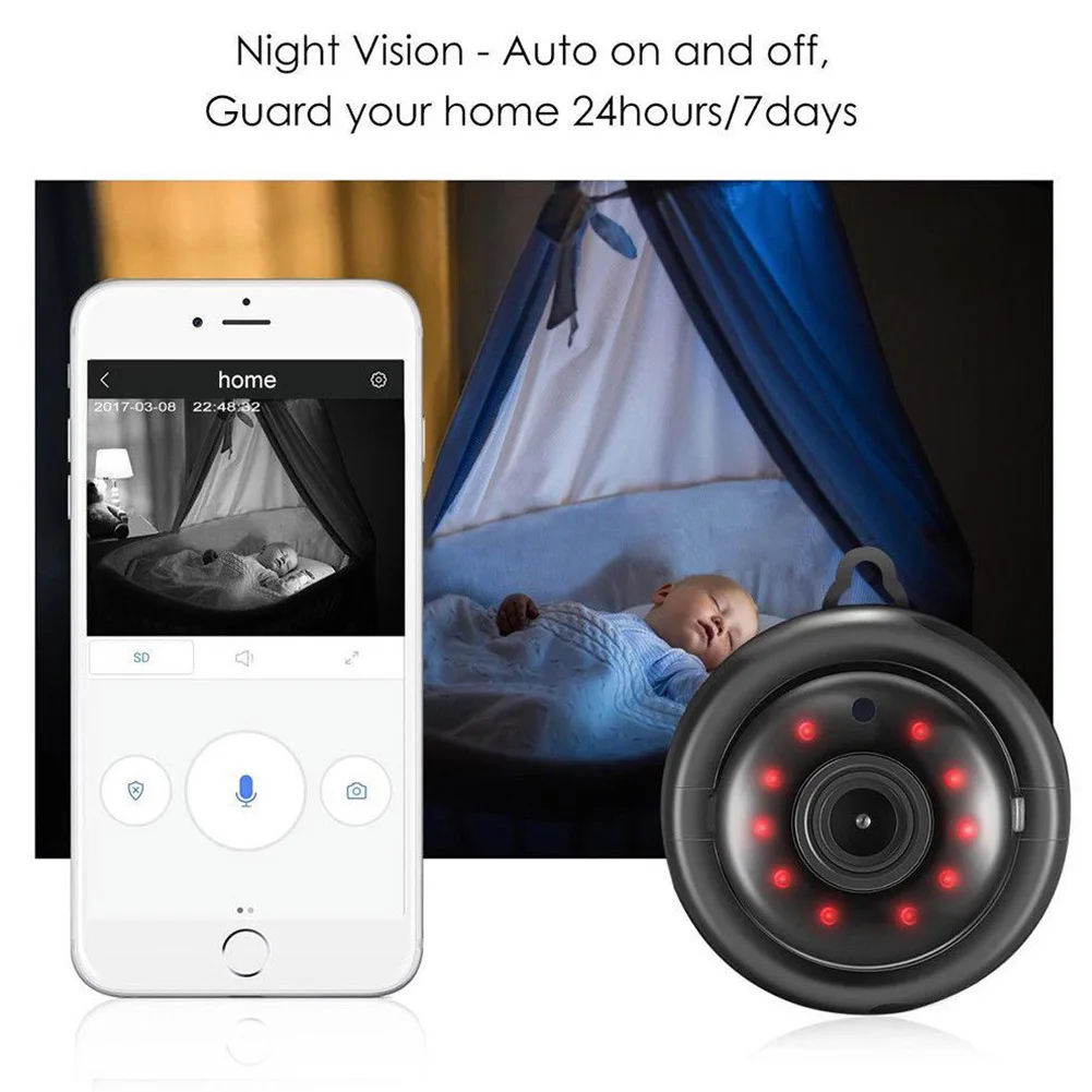 High Quality Smart PTZ 360 Panorama 720P Cloud Storage Home Security WiFi Camera 1.8mm 3.6mm Lens | Электроника