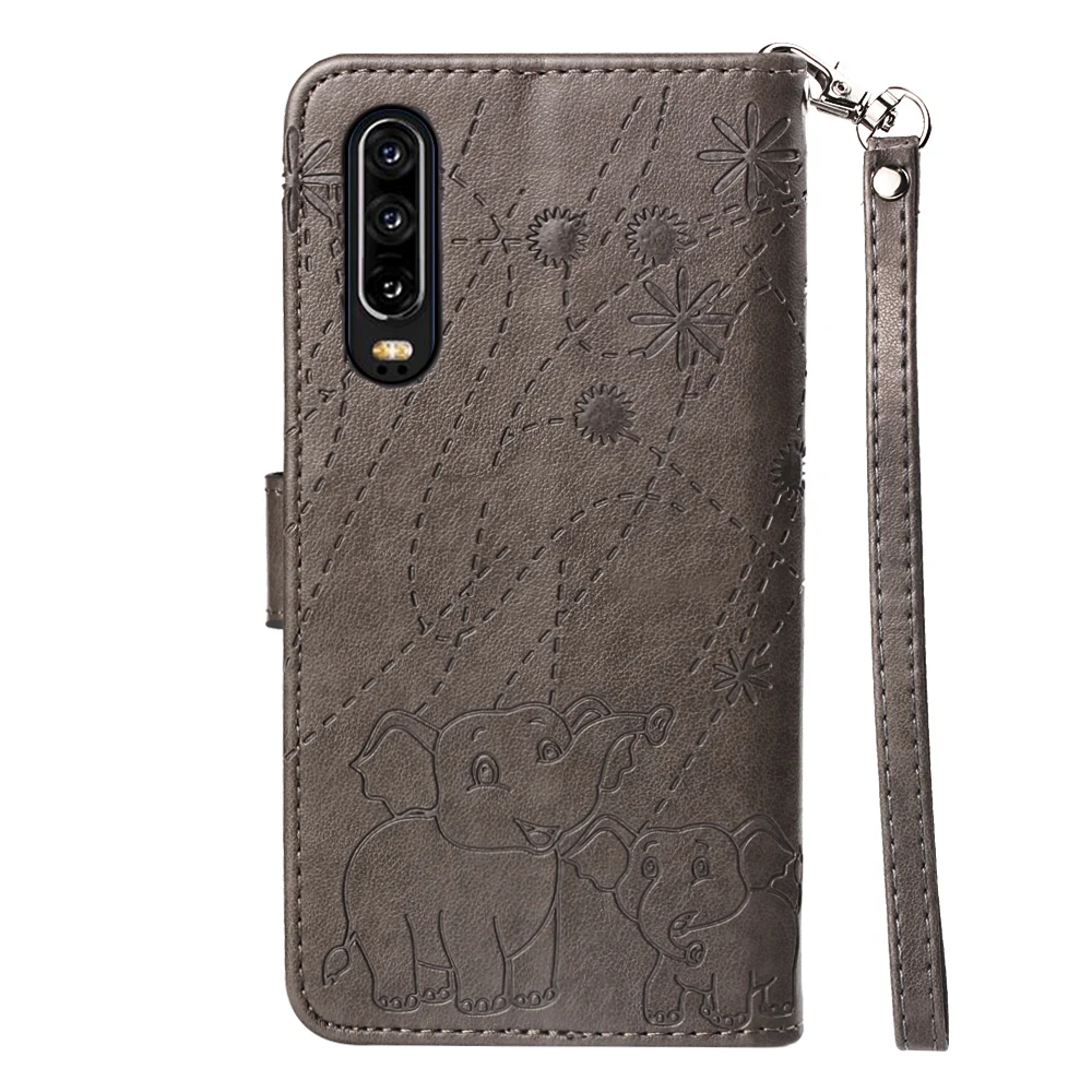 Флип-кейс из искусственной кожи с магнитным тиснением слона для Huawei P8 P9 P10 P20 P30 Lite