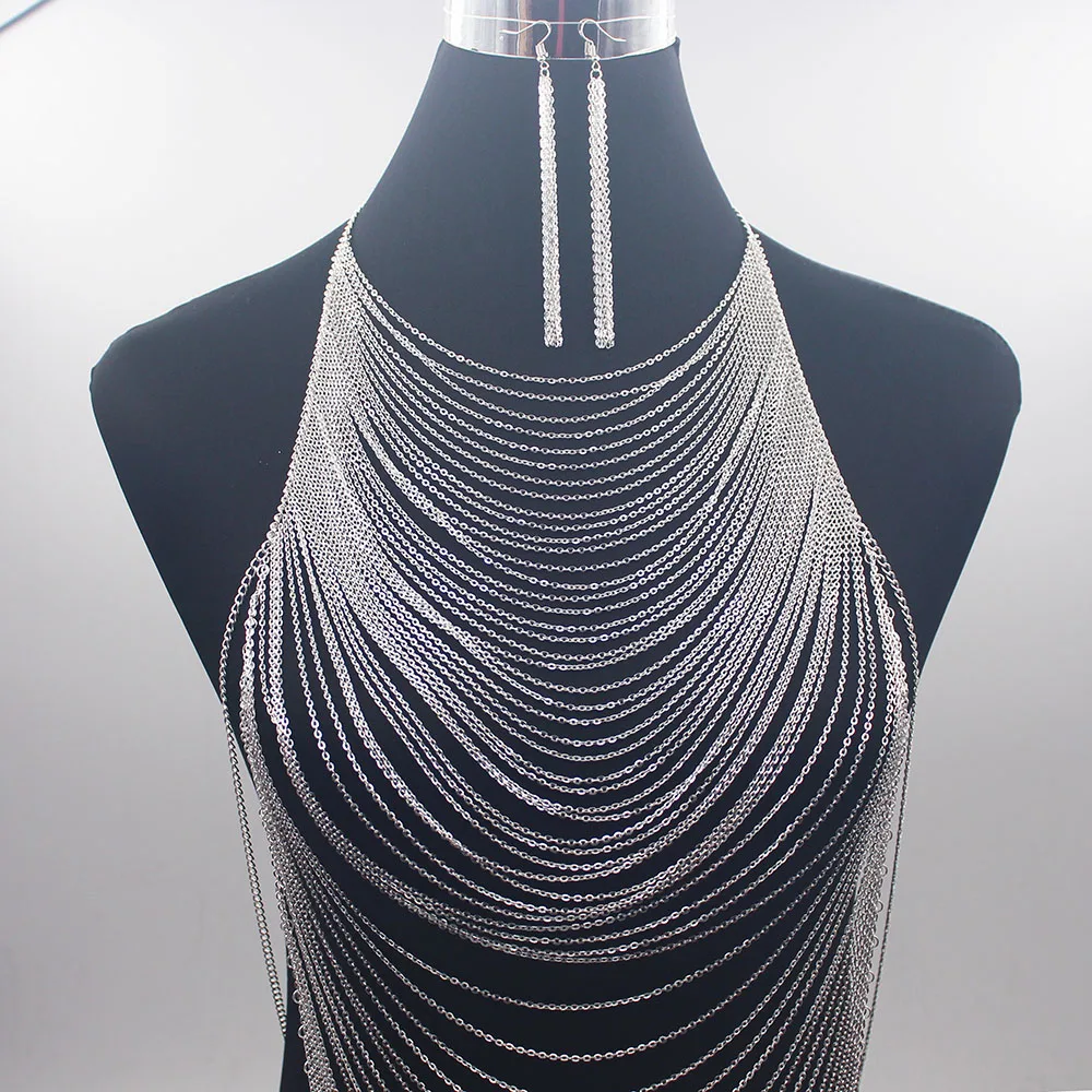 Роскошная модная блестящая цепочка для тела золотого цвета бюстгальтер ожерелье