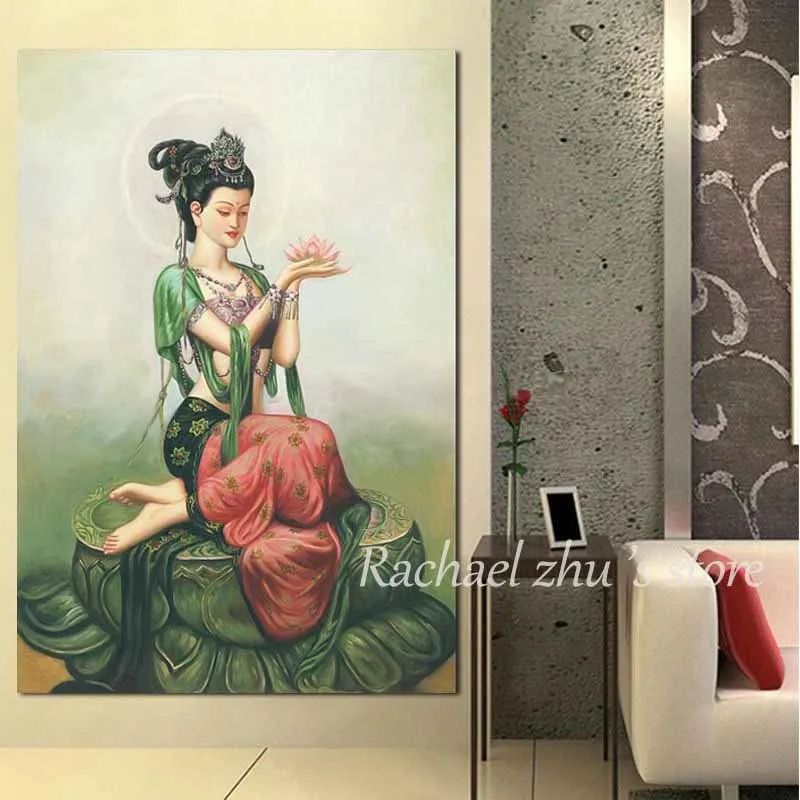 Высокое качество китайский Bodhisattva Настенная картина маслом на холсте домашнее