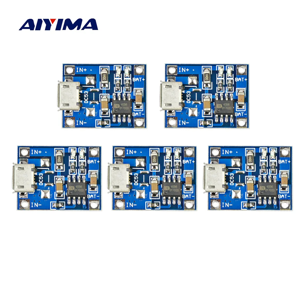 AIYIMA 5 шт. в micro USB 1A литиевая батарея 18650 зарядное устройство модуль LED TP4056|18650