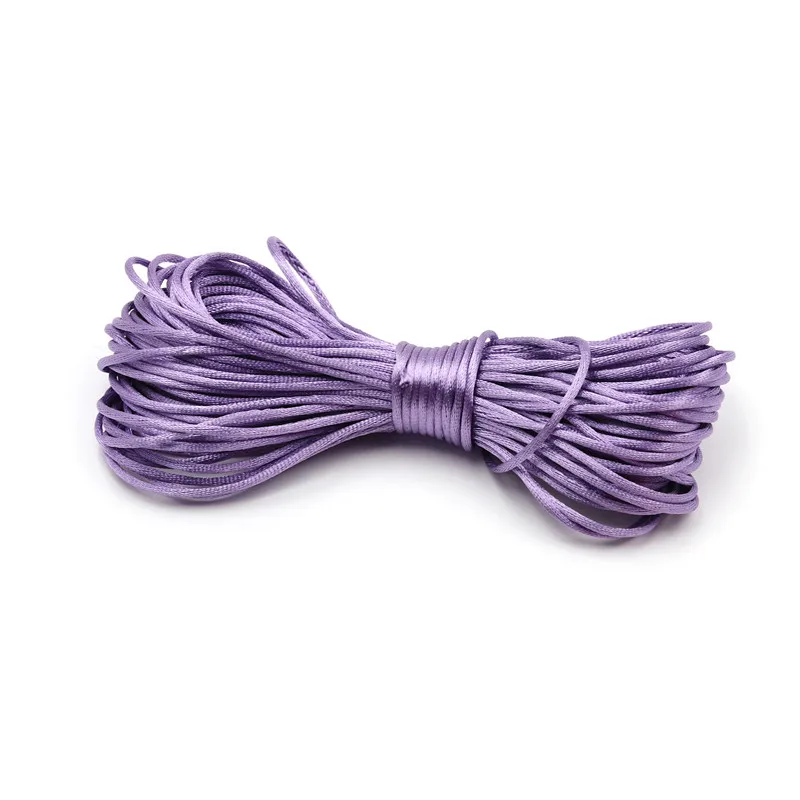 purple 20 метров атласный нейлоновый шнур 2 мм шелковый канат для детский Прорезыватель аксессуары клипсы для детского зубного кольца цепочка ручная работа проект - Цвет: purple
