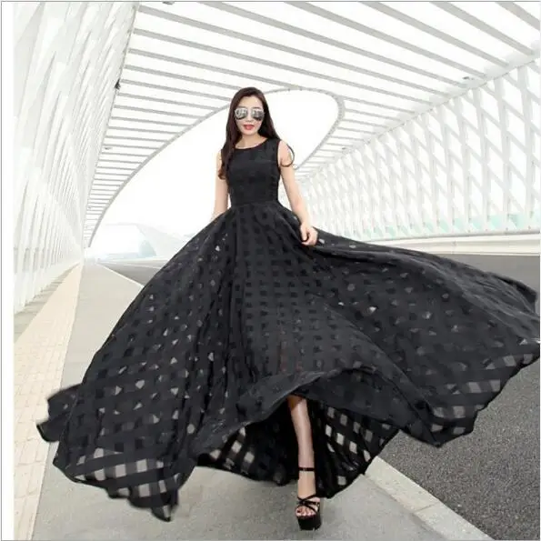 Новое Женское летнее платье элегантное винтажное черное белое из органзы без