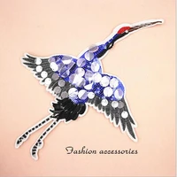paillette sequins embroidered crane patch clothes stickers bag sew on patches on applique diy apparel sewing clothing diy bu111