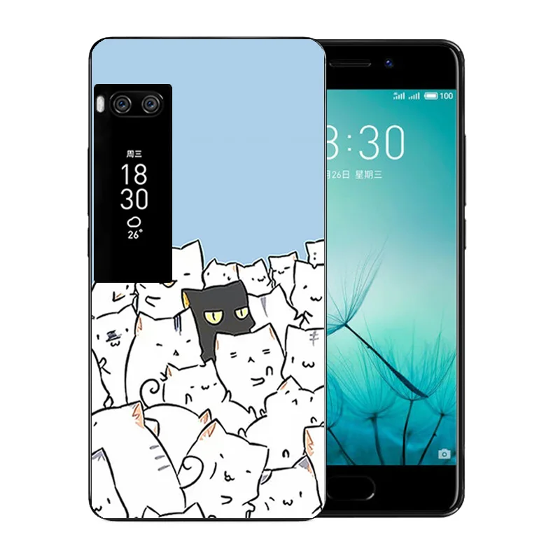 For Meizu pro 7 Phone Case Luck Cat Pattern Soft TPU Funda Luxury Silicone Shell Back Cover Matte Coque |