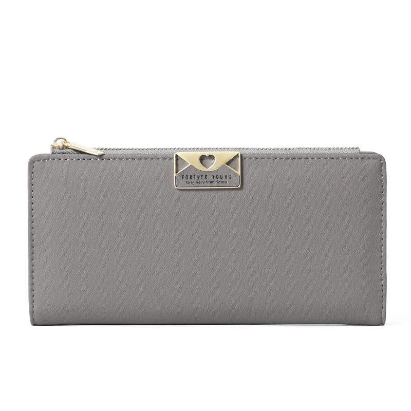 Simple Women Wallets Female Purses Leisure Purse Long Section Top Quality Clutch Wallet Soft PU Leather Money Bag Carteras - Цвет: 1grey