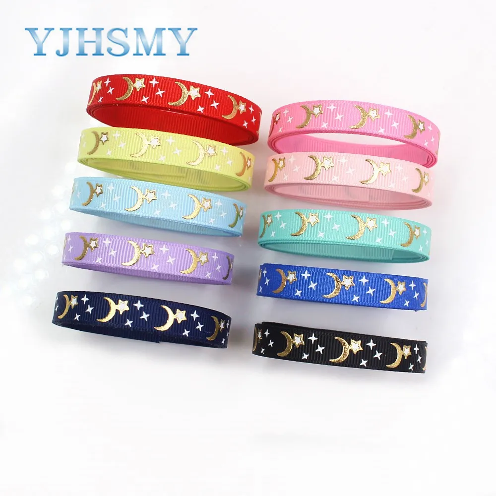 YJHSMY I 19418 1025 10 ярдов 3/8 дюйма (10 мм) однотонные ленты с горячим тиснением в виде
