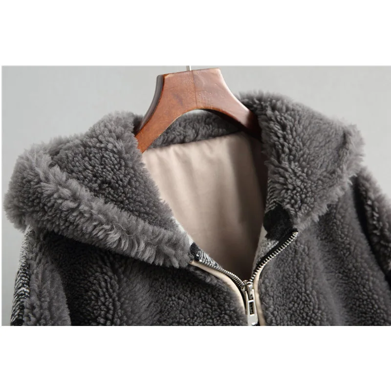 MAYLOOKS 2018 новый стиль овечья шерсть Коровья пальто женская шапка короткое меховое