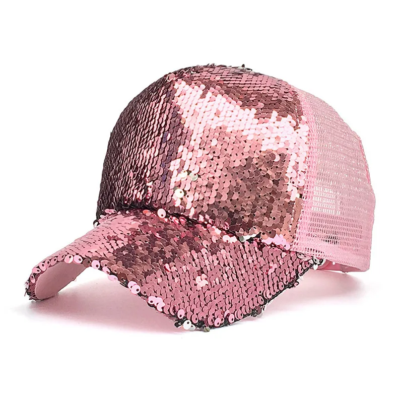 Новая мода повседневное блесток Snapback бейсболка регулируемая бейсболка для женщин на лето и весну Черный, Розовый Золото кепки s Открытый - Цвет: ZZB529-4