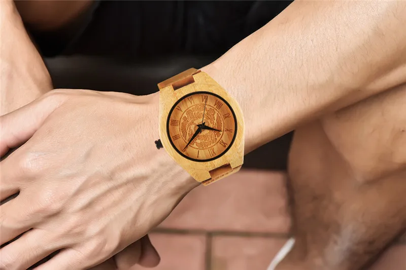 Уникальные деревянные часы Классические наручные в восточном стиле с