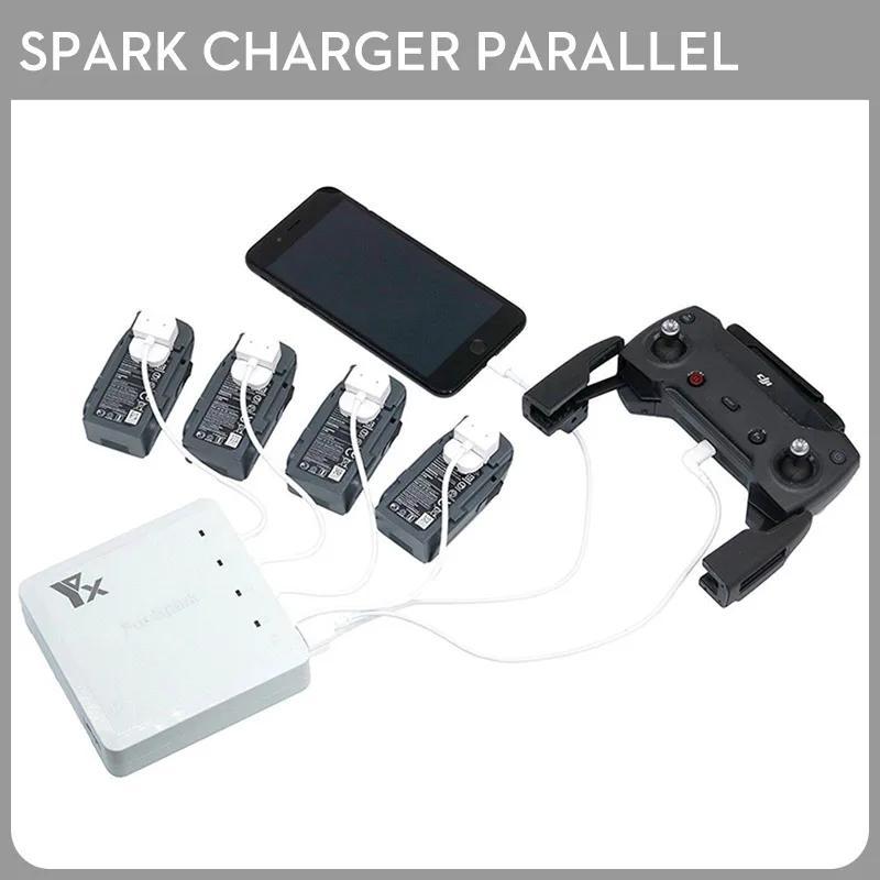 Марка 6 в 1 Spark Батарея Зарядное устройство концентратора параллельно Dual USB удаленного интеллектуальная система зарядки для DJI Spark Drone