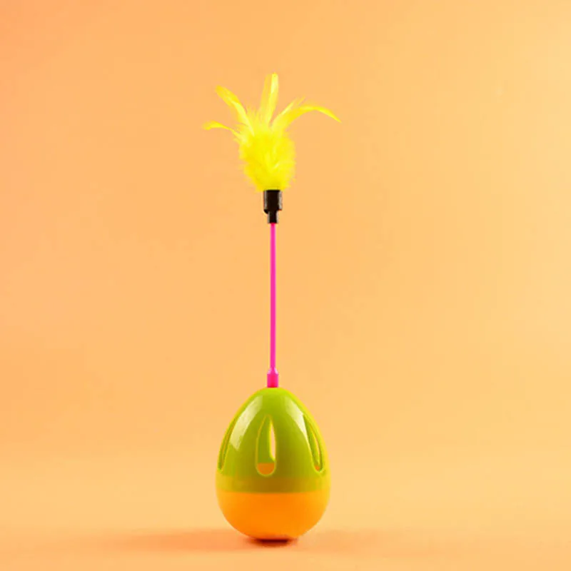 

Funny Pet Cat Toys Tumbler Ball Toy Funny Teaser Wobble Toy with Color Feather Interactive Store