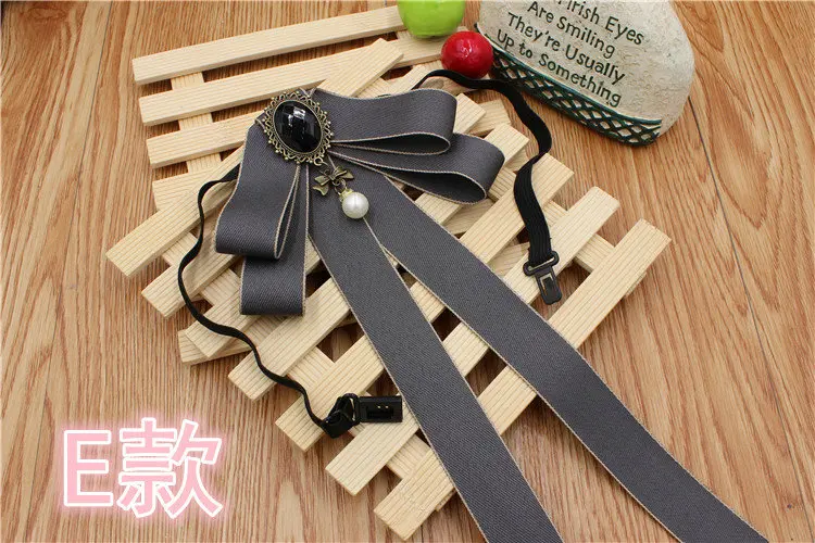 Ribbon Bowtie Элегантный галстук-бабочка для мужчин и женщин на свадьбу, вечеринку, банкет, воротник-рубашка, британский сплав, стразы, жемчуг, бисер, косплей, Униформа, лента, галстук-бабочка - Цвет: Ribbon Bowtie