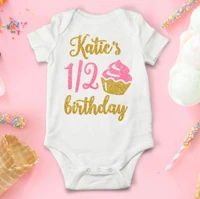 personalized pink glitter half first birthday bodysuit onepiece cake smash vest top tutu toodles outfit set party favors