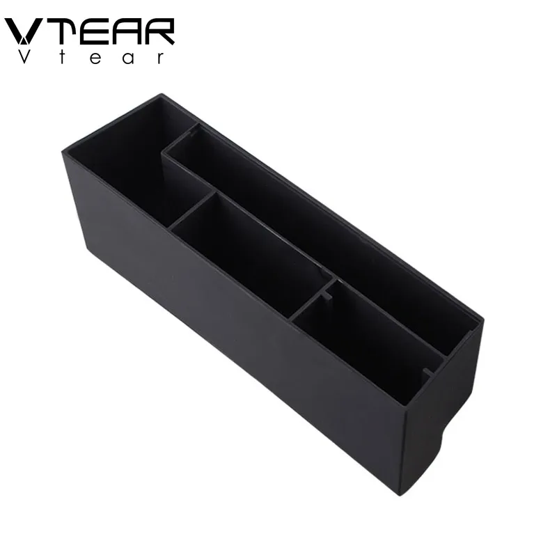 Vtear для Skoda Kodiaq шкода кодиак автомобильный ящик для хранения, аксессуары, центральная консоль, лоток, держатель, Стильный карманный багажник, органайзер, украшение аксессуары - Название цвета: Черный