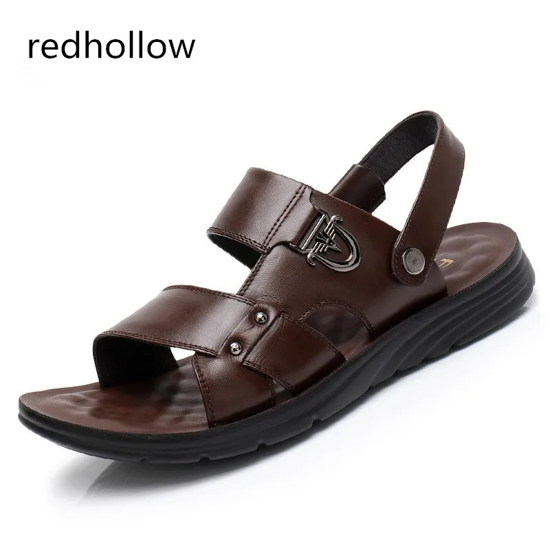 Модные летние новые мягкие мужские сандалии кожаная обувь без шнуровки для