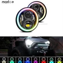 Цветная (RGB) 7 &quotсветодиодный фар дюймовый Круглый Передние фары