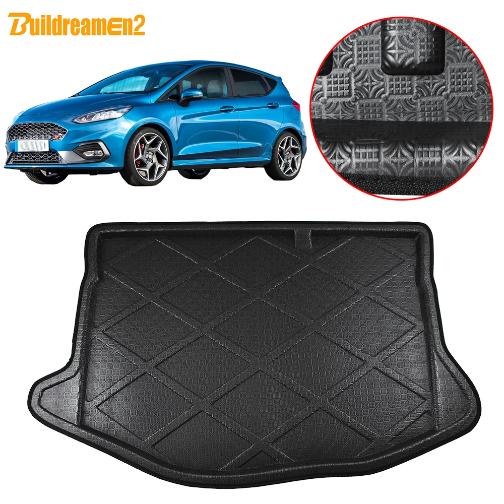 

Buildreamen2 Car Trunk Mat Tail Tray Boot Liner Floor Cargo Luggage Carpet Pad For Ford Fiesta Hatchback 5-Door MK7 2009-2017