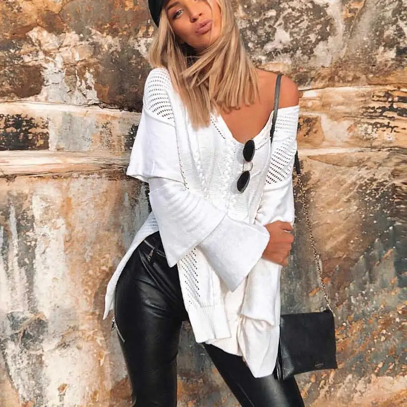 Богемный Вдохновленный зимний женский свитер вязаный v-образный вырез платье с