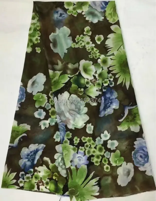 (5 yards/lot) ASL7529-18 HOT SELL printed chiffon silk fabric for dress stretch elastic 10mm | Дом и сад