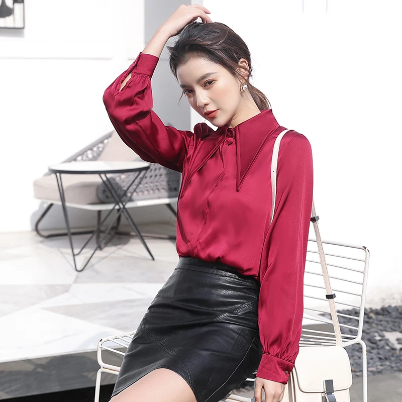 Шифоновая женская блузка с длинными рукавами рубашка фонариками новинка весны