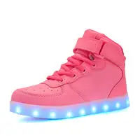 pink Светящиеся кроссовки со светодиодной подсветкой и зарядкой через usb для взрослых; обувь на липучке; унисекс; модная светящаяся повседневная обувь для мужчин и женщин; Танцевальная обувь - Цвет: pink