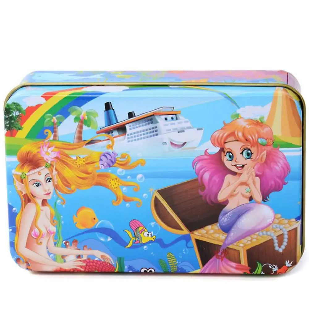 22,5*14 см 60 шт./компл. деревянный мультфильм 3D игрушки 3D деревянные головоломки железный ящик посылка головоломки для детей Монтессори детские развивающие игрушки, игрушки для детей - Цвет: Зеленый