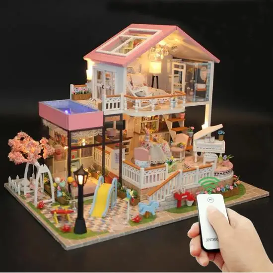 Кукольный домик CASA DE BONECA миниатюрный Diy пазл модель вилла деревянный большой