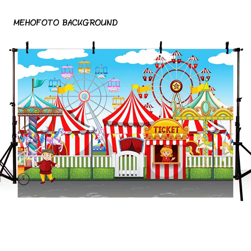 Mehofond цирк палатка праздвечерние НКА дети фон винил парк развлечений колеса
