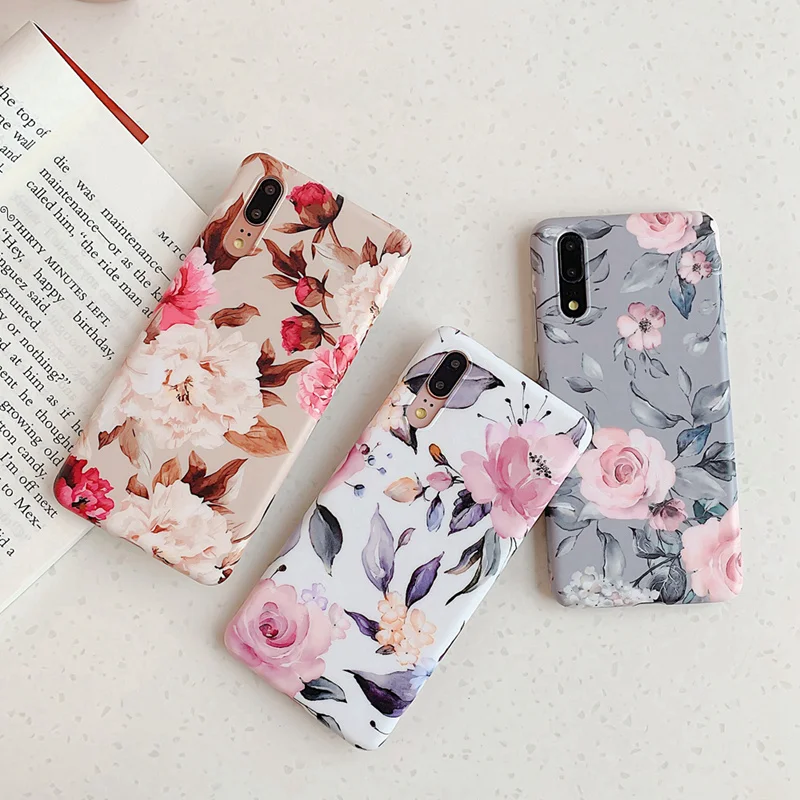 Retro Rose Floral Case For Huawei Mate 20 P30 P20 Pro P30Pro Lite P20Pro Back Cover Fashion Matte Painted Flower Phone |