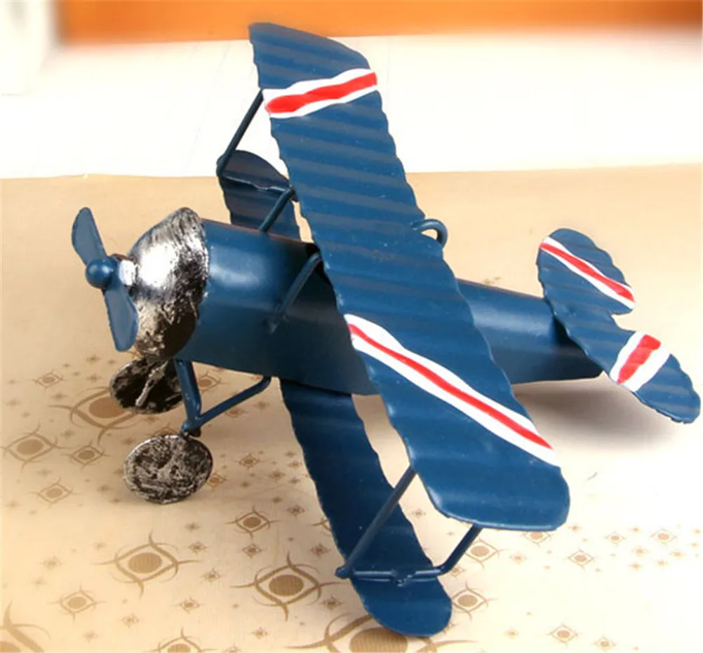 

Vintage Metal Plane Model Photography Props Kids Toys Iron Retro Aircraft Glider Biplane Pendant Airplane Model Toy Randomly