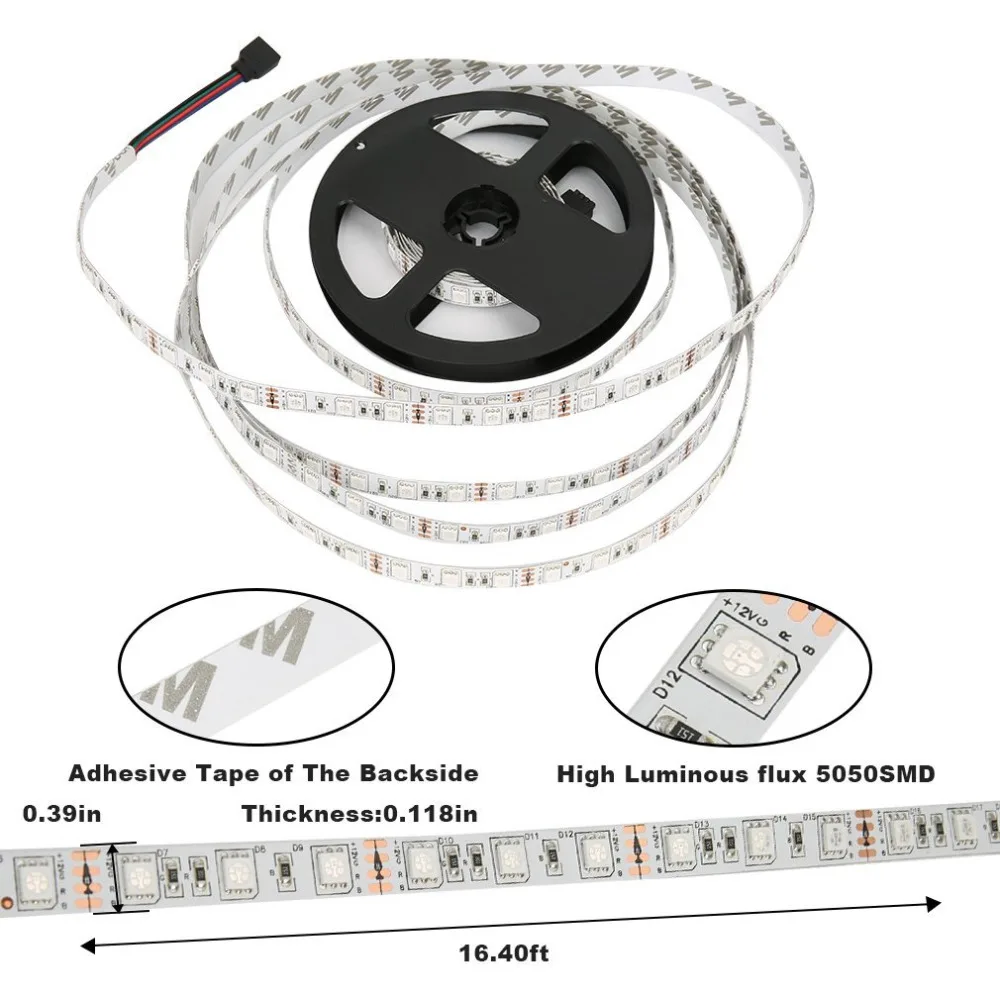 Светодиодные ленты фонари RGB SMD 5050 Водонепроницаемый 16.4ft 5 м 300 светодиодный s 20 Цвета изменение гибкий