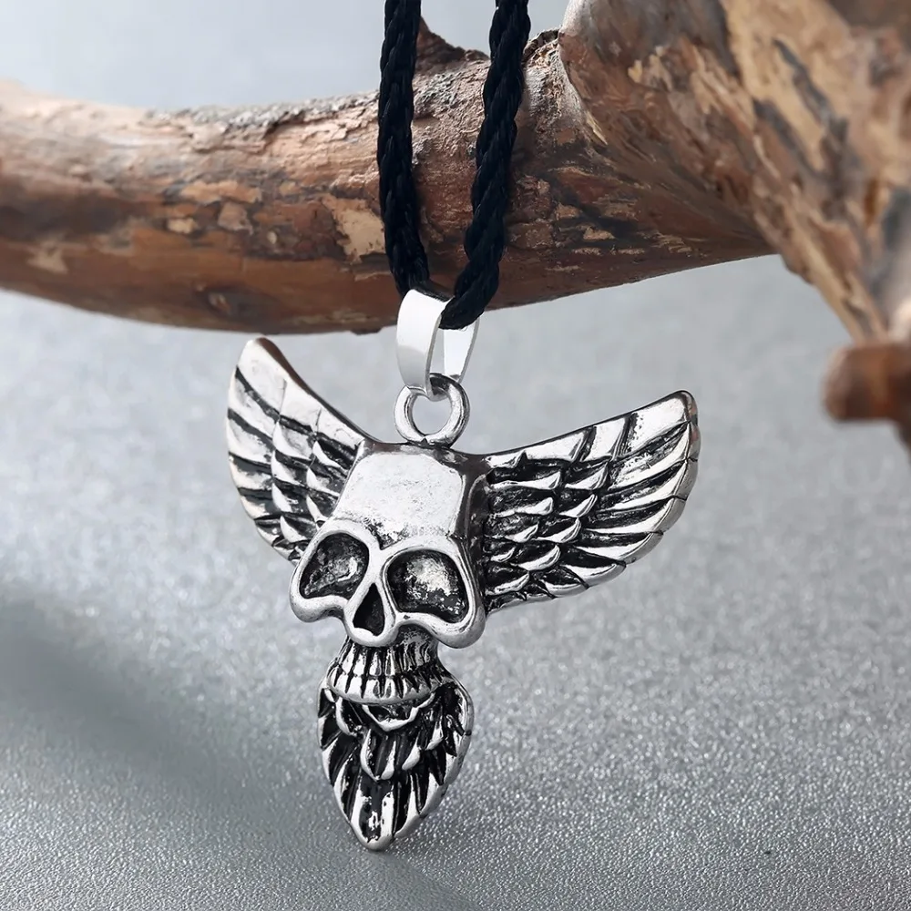 CHENGXUN Мужская мода футболки в стиле панк череп голова Орла неправ ожерелье