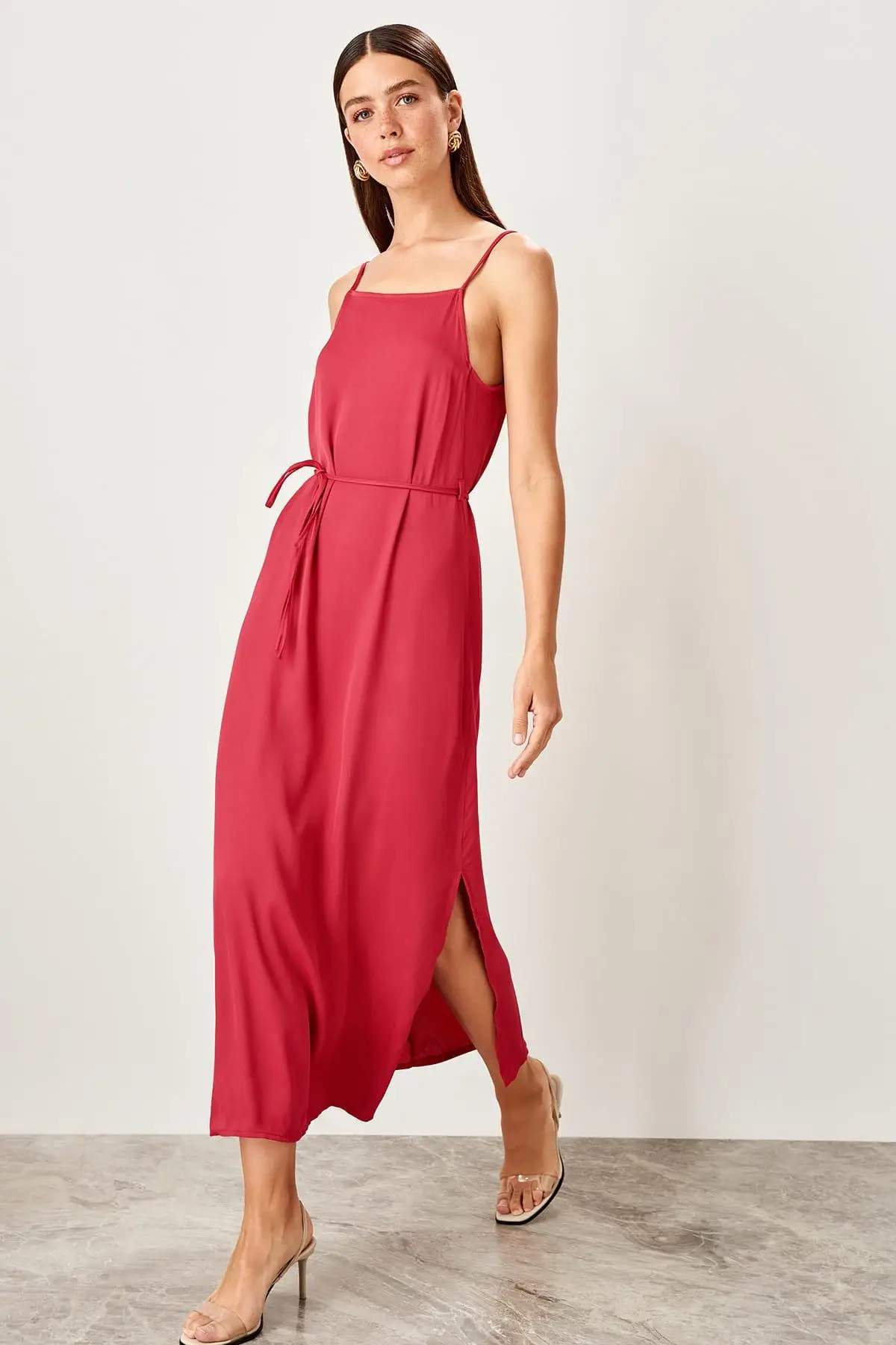 Trendyol Fuchsia Askılı Lacing Detail Dress TWOSS19XM0303 | Женская одежда
