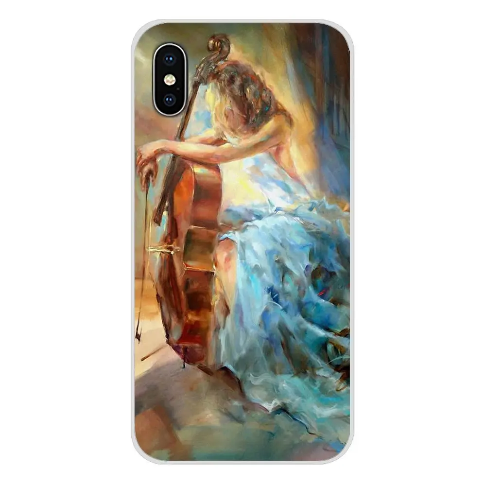 Мягкий прозрачный чехол с рисунком девушки играть на виолончели для Xiaomi Redmi Note 6A