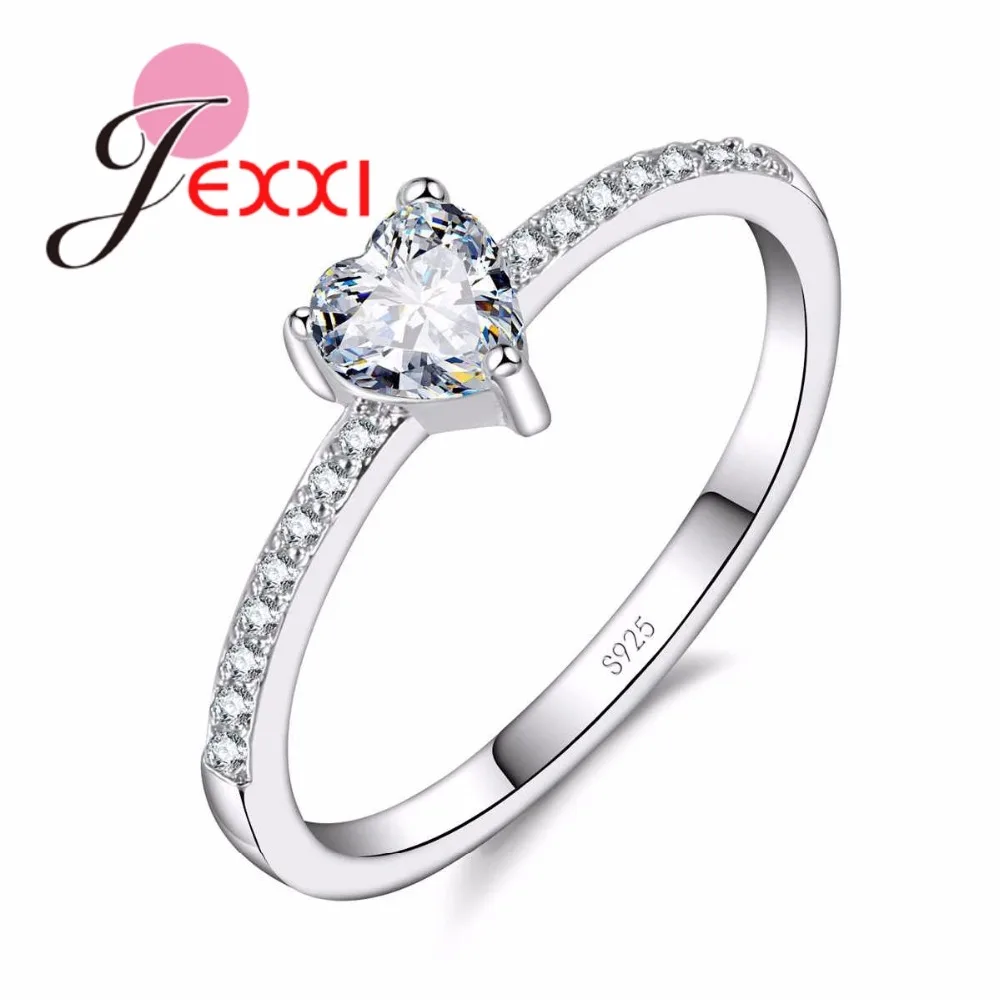 

New Sterling Sliver Color Ring Love Heart Sharped CZ Crystal Ring Fashion Engagement Rings For Wemon Wholesale