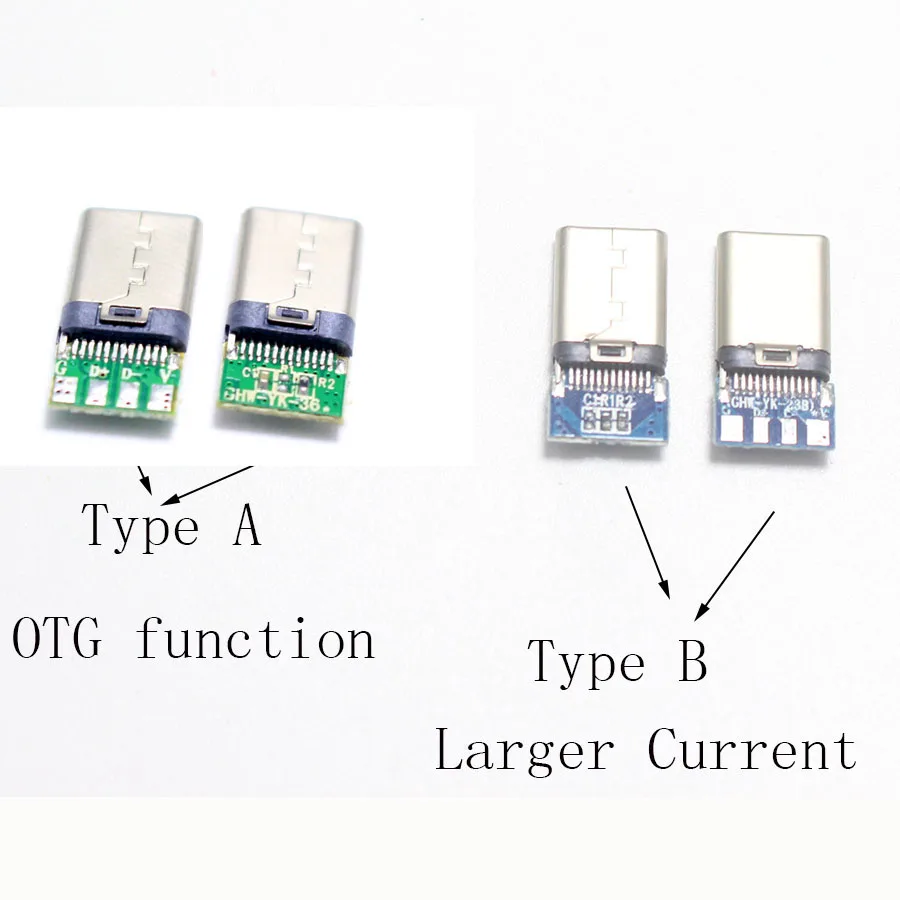 1set 2A OTG / 3A Larger Current USB 3.1 Type-C 4P Male Plug Welded Type USB-C 4 in 1 Cable Charging Connector for iPhone ect |