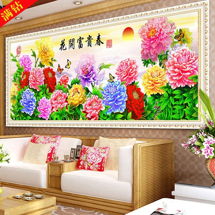 DIY Алмазная вышивка набор для рисования с круглыми камнями и полотном цветущими