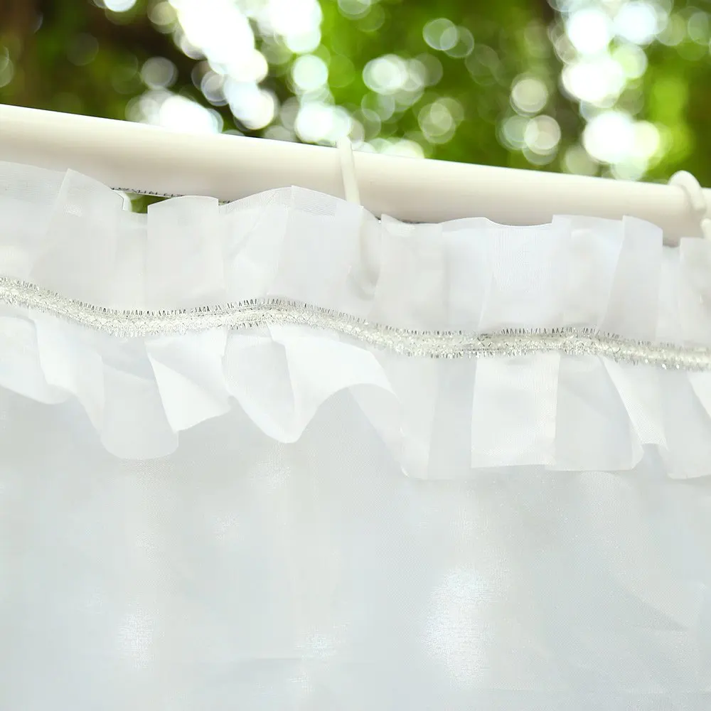 New Home Decoration Bathroom Shower Curtain Waterproof Moldproof Solid Polyester Fabric Lace With Hook Elegant White | Дом и сад