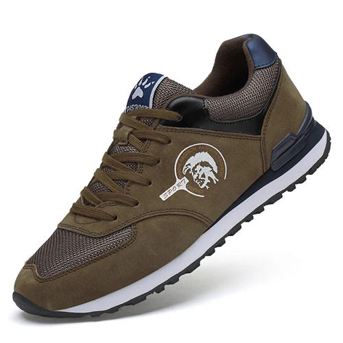 KHAKI Мужские кроссовки из натуральной кожи zapatillas hombre Deportiva, мужские кроссовки, спортивная обувь для улицы - Цвет: KHAKI