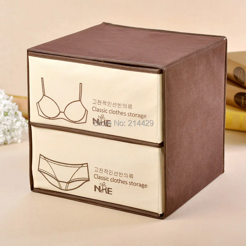 Korean house double drawer storage box Case for underwear socks Bra with covered Clothing Folding Organizer case | Дом и сад